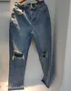DEAT 2021 Nueva primavera y moda de cintura alta rodilla borlas rotas pantalones de mezclilla de longitud completa jeans femeninos WN50405L Q0802