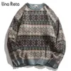 Una Reta Geometry Herrtröja Höst Vinter Hip Hop Sweater Män StreetWear Print Pullover Toppar Harajuku Par Sweater 211221