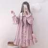 Woherb 2021 vestido de verão mulheres harajuku rosa senhoras rafle rendas remendo kawaii vestidos lolita cosplay doce solto vestidos 21092 c0304