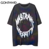 GONTHWID T-shirts Chemises Streetwear Hip Hop Tie Dye Punk Rock Gothique Rappeur À Manches Courtes T-shirts Harajuku Casual Coton T-Shirt Tops C0315