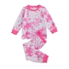 2-8 Yıl Toddler Çocuk Giyim Setleri Genç Kız Erkek Kravat Boya Uzun Kollu Pijama 2 adet PJS Set Çocuk Loungewear Pijama 5324 Q2