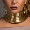 Manilai vintage uttalande choker halsband kvinnor guld färg läder krage maxi halsband afrikanska smycken justerbara chokers stora 211123