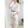 Duas peças conjunto mulheres verão branco s-2xl plus size short manga blazer e sling vestido moda 2 roupas lr209 210531
