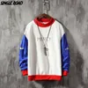 Singleroad Crewneck Sweatshirt 남성 ColorBlock Patchwork 일본가복 하라주쿠 까마귀 남자 스웨터 남성 후드 LJ201222