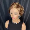 Pixie Cut Wig Short Curly Brazilian Remy Human Hair Wigs 13x1 Transparent Lace Wig för kvinnor