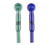 Y188 Glass Pipe About 14cm Length Flat Bowl Anti-Rolling Oil Burners Colorful Smoking Pipes