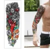 Braço grande tatuagem temporária adesiva tigre flores crânios dragão peixe adesivo colorido adesivo de flash flash tatto3806259