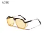 AOZE2021 nouvelle couleur transparente grenouille miroir femme rétro mode visage grand cadre mâle anti-UV unisexe lunettes de soleil