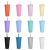 Hot Drinkware 12 Kleuren Dubbel-Deck Plastic Stro Cups Koffie Cup Bar Gereedschap 22oz Straight Cup Plastic Mokken ZC067