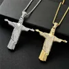 Iced Out Jesus Cross Big Hanger Heren Hip Hop Ketting 2 Kleuren Mode CZ Steen Ketting Voor Man Dames Gift X0707