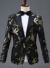 Embroidery Groom Wedding Tuxedos Slim One Button Champagne Pants Suits Mens Prom Party Jacket Coat Formal Outfits 2 Pieces