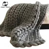Mode hand breien chunky merino wollen deken dikke grote garen roving gebreide garens deken warme worp sofa cover dekens 210316