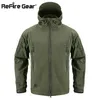 ReFire Gear Navy Blue Soft Shell Military Jacket Men Waterproof Army Tactical Jacket Coat Winter Warm Fleece Hooded Windbreaker 211009