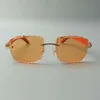 2022 Designers Lunettes de soleil 3524023 COUPES LENS Temples en bois orange naturels Taille 58-18-135 mm3114