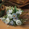 Decorative Flowers & Wreaths Artificial Peony Tea Rose Camellia Silk Fake Flower Small Bud Bride Wedding Home Decoration Faux