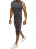 Ginásio Musculação Mens Colete com decote em V + Shorts Conjuntos de treino de verão Masculino Fitness TankTop Muscle Singlet Treino Sem Mangas Camisas de Suor Casual Roupas de Treinamento Esportivo