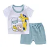 2pcs baby clothing set bebe cartoon cotton tshirt short sleeve top and shorts baby summer set infant boy girl clothes 12 colors 210713