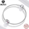 BISAER New Grandma Love Beads 925 Sterling Silver Letter Floral Charms Pendant Fit DIY Bracelet Jewelry Accessories ECC1762 Q0531