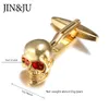 Jinju Casual Crystal Manschettknappar för Mens Skelettskalle Luxury Brand Desinger Quality Business Cuff Button Relojes Gemelos