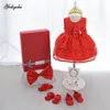 Yoliyolei Gift Box Kids Girls Dress Baby Girl Set 1st Birthday Party Dresses Children Princess vestido Child Casual Clothes 210315