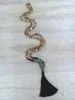 Pendentif Colliers 108 Collier de perles Mala Turquoises africaines Onyx noué à la main Prière pour hommes Yoga Méditation 3357