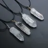 Wire Wrapped Raw White Stone Healing Crystal Pillar Pendant Halsband Smycken Kvinnor Män Hängen Halsband