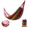 Portable Travel Camping Canvas Hammock Outdoor Swing Garden Indoor Sleeping Rainbow Stripe Single Hammocks With Bag 185*80CM
