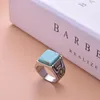 Wedding Rings Vintage Silver Color Metal Bohemia Sunflower Ring Turquoises Blue Stone Flower Finger For Women Anel Party Jewelry Gifts