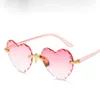 Personality Cute Heart Shape Rimless Kids Sunglasses Fashion Women Sun Glasses Girls Outdoors Travel UV400 Protection Eyewear