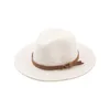 Wide Brim Hats Natural Panama Leather Buckle Straw Hat Summer Women/Men Beach Sun Cap UV Protection Elob22