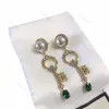 Retro estilo Charme Green Diamante Brinco Padrão Chave Personalizado Pingente de Orelha Das Mulheres Festa Orelhas Jóias