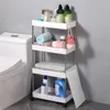 slim kitchen storage carts Wheels trolley Bathroom storage organization cart with wheels Storage shelves bathroom accessories 210705