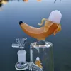 Szklane bonga w kształcie banana unikalne 14mm żeńskie wspólne Bong głowica prysznicowa Perc Percolator 3 kolory olej Dab Rigs fajki wodne fajki wodne