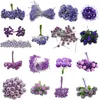 Couronnes de fleurs décoratives violet étamine artificielle baies de cerisier Bouquet de mariage décoration de noël bricolage couronne Scrapbooking artisanat Acce