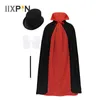 Kinderen Kids Goochelaar Kostuum Halloween Cosplay Party Dress Up Stage Performance Outfit Cape met Hat Magic Wand en Handschoenen Set Y0913