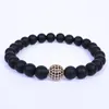 Brins de perles Micro-incrustés Zircon perles rondes Bracelet en pierre volcanique hommes et femmes luxe noir vie matériel bijoux Chakra Yoga bricolage Gif