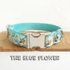 GLORIOUS KEK Collier de chien Fleurs turquoise Pet Personnalisé Graver le nom et la laisse Ensemble Collier en nylon à dégagement rapide Y200515