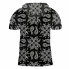 T-shirts T-shirts voor heren Hooded T-shirt EU Size Black Paisley Bandana Patroon 3D Print Casual Korte Mouw Harajuku Shirts Zomer Mode Tops