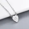 Fashion Style Lady Necklace Earring Engraved Letter Plated Silver Necklaces With Single Heart Pendant