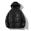 Heren down parkas 2022 winter mannen warme jas jas heren casual zwarte capuchon dikke parka mannelijke matte pu lederen jassen m-5xl kare22