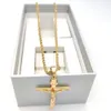 Jezus Crucifix Pendant Fine Yellow 4mm Italian Rope Hip Hop łańcuch Naszyjnik 31 cali 22K Solid Gold 18ct Thai Baht G/F8352464