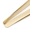 Pinzette per l'estensione delle ciglia dorate Bigodino Punta curva Pinze di precisione Pinze per ciglia voluminose Strumento per innesto di ciglia individuali in acciaio inossidabile