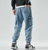 CHAIFENKO Hip Hop Cargo Jeans Pants Men Fashion Casual Harem Joggers Trousers Streetwear Denim Plus Size M-8XL 210716