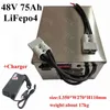 Oplaadbare 48v 75AH LIFEPO4 Lithium Ion batterij voor elektromotor RV Caravan Police Patrol Auto Golfkar + 5A-oplader