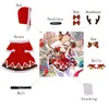 ROLECOS Game Genshin Impact Barbara Cosplay Costume Christmas Dress Women Red Party Hat Full Set Y0913