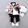 Baby Boys Spring Fall Print Set 0-1 2 3-4 year-old Boy Handsome Autumn Winter Clothes Three-piece Children's Fashion 210727