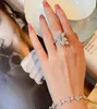 Anello da dito con diamante da laboratorio fatto a mano Anello da dito in argento sterling 925 per fedi nuziali per le donne Promessa regalo di gioielli di compleanno