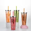 Glitter Water Cup Grote Capaciteit 24oz Straight Plastic Fashion Tumbler met Stro Summer Party Volwassen Cups Zee Shipping CCD8008