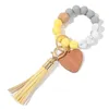 14 Kolory Walentynki Dzień Love Wood Chip Silikonowy Koralik Bransoletka Keychain Party Favor Wristlet Key Chain Tassels Handchain Keys Ring RRE12824