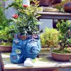 Trädgårdsdekorationer Hem Figurines Landskapsinredning Dekoration Utomhus Vintage Cowboy Flowerpot Art Nordic House Skulpturer Ornament